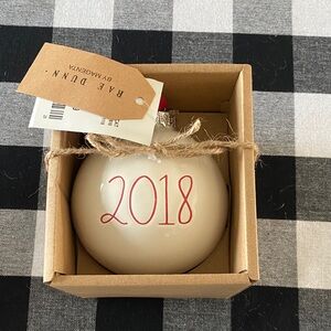 Rae Dunn Cream and Red 2018 Ornament